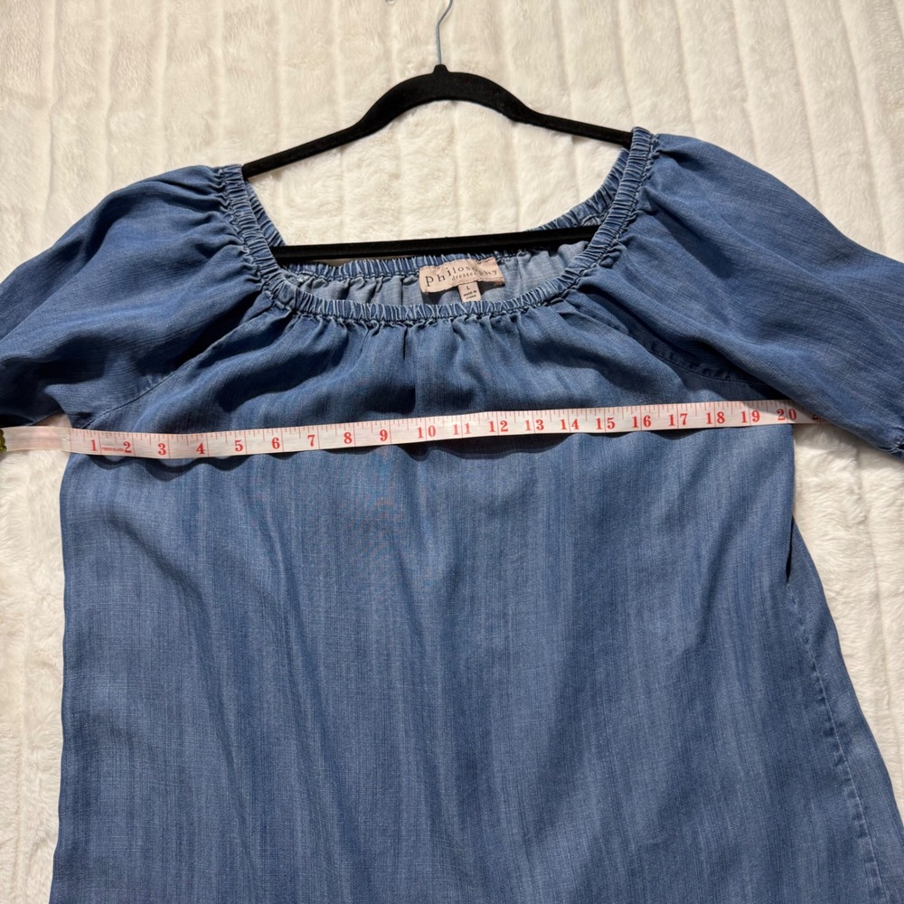 Philosophy Republic Clothing Blue Tencel Bell Sleeve Off Shoulder Dress Large - Picture 11 of 12